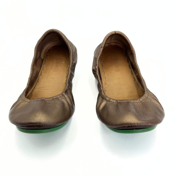 TIEKS Metallic Bronze & Turquoise Leather Foldable Ballet Flats Size 7 - Picture 4 of 16